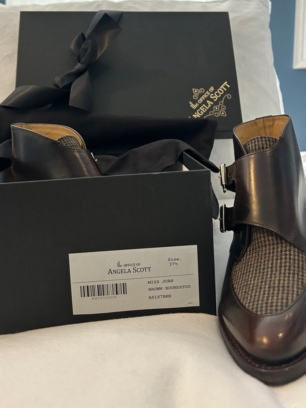 Angela Scott Women’s Dark Brown Leather Ankle Booties